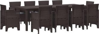 vidaXL Garden Dining Set 11 pcs Brown Polt rattan Vidaxl