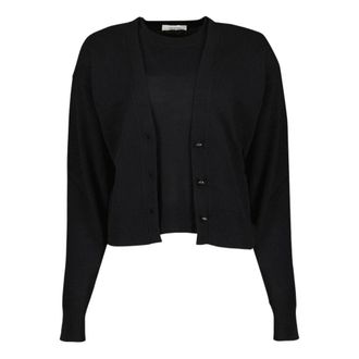 Paco Rabanne Cardigans, female, Black, Size: M Black Wool Sweater