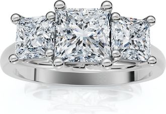 Pompeii3 1 1/2Ct Princess Cut Diamond May Engagement 3-Stone Ring 14k Gold Lab Grown