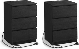 Vasagle 2 mesitas de noche de 35 x 40 x 59 cm de color negro &eacute;bano