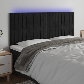vidaXL Cabecero Con Luces Led Terciopelo Negro 160x5x118/128 Cm Vidaxl