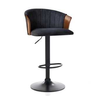 Oresteluchetta Taburete regulable nogal tejido negro hidr&oacute;fugo 82/102x55x51 cm