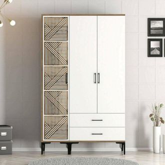 Dmora Armario 3 Puertas Avior, Muebles De Dormitorio, Vestidor, Armario De Ropa, 120x48h201 Cm, Nogal Y Blanco, Con Embalaje Reforzado - Dmora