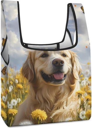 Generic Retriever Dog Cute Dogs Shopping Bag Reusable Grocery Tote Bag Foldable Handbag for Travel Picnic