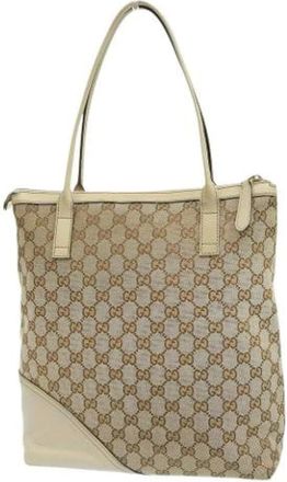 Gucci Pre-owned Tote Bags, female, Beige, Size: ONE SIZE Pre-owned Canvas Tote Bag