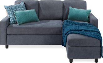 Best Choice Products Linen Sectional Sofa Couch w/ Chaise Lounge, Reversible Ottoman Bench