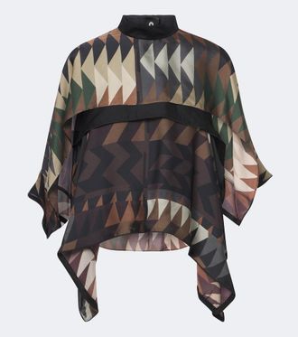 sacai Top de sat&eacute;n estampado