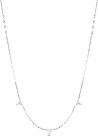 Roberto Coin Diamonds By The Inch 3 Station Diamond Necklace in White Gold - 0.25ctw - 7773260AW17X