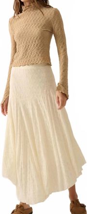Promesa Floral Embroidered Midi Skirt In Cream