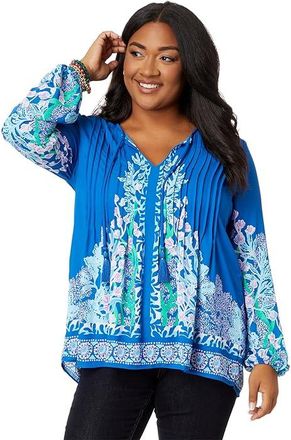 Lilly Pulitzer Marilina Long Sleeve Tuni Womens Clothing Barton Blue Seacret Escape Engineered Tunic : XXS, Polyester
