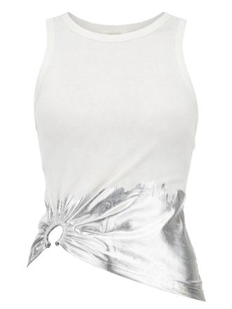 Paco Rabanne Ribbed Asymmetric Metallic Panel Tank Top