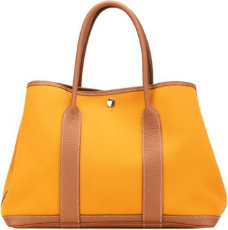 Herm&egrave;s Gold Saffron Negonda Leather Toile Officier Handbag Tote Bag (Pre-Owned)