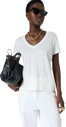 Gerard Darel Mirana Linen V-Neck T-Shirt in White at Nordstrom, Size X-Large