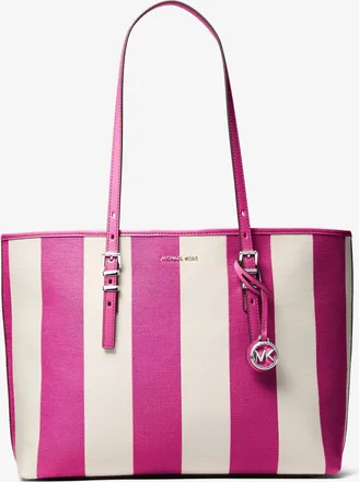 Michael Kors Quinn Large Striped Canvas Tote Bag