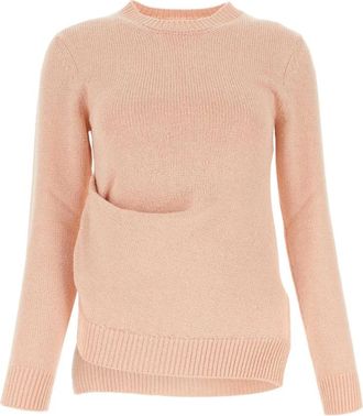 Jil Sander Rondgebreide trui - Dames - Ronde hals truien - Roze - 2XS - Katoen - Truien & Vesten