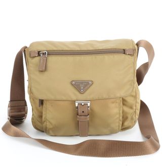 Prada Khaki Nylon Shoulder Bag (Pre-Owned)