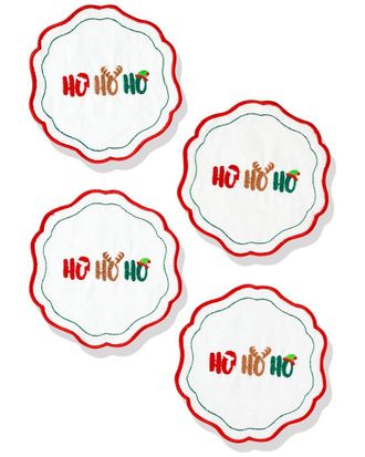 Tiramisu Set Of 4 Holiday Cheer Embroidered Cocktail Napkins