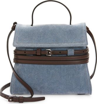 Moschino Tie Me Denim Handheld Bag in Sky Blue/Dark Brown at Nordstrom