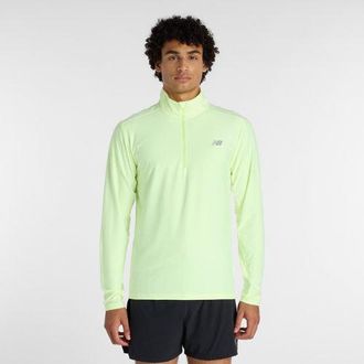 New Balance Uomo Space Dye 1/4 Zip in Verde/Grigio, Maglia di Poliestere, Taglia XL