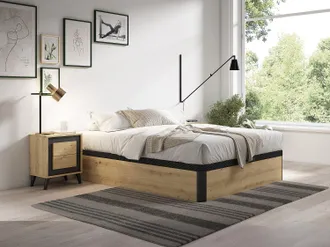 Vente-Unique Rete contenitore 140 x 190 cm Naturale chiaro e Nero - NAMOSI di YSM&Eacute;E