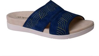 Spenco Mens Spenco Twilight Ellie SP1070PEA Sandals W Blue Suede Slide HAWK1652