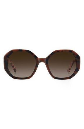 Kate Spade New York flynnie 54mm geometric sunglasses in Brown Pink Havana/Brown Sf at Nordstrom Rack