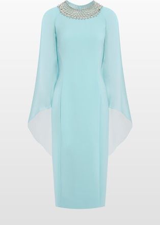 Jenny Packham Sunbeam Beaded Midi Dress in Light Azure at Nordstrom, Size 12 Uk