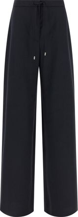 Max Mara Dark Blue Straight Drawstring Pant