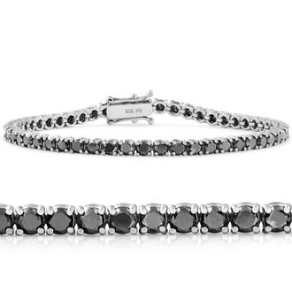 Pompeii3 5 1/2Ct Black Diamond Tennis Bracelet 14k White Gold 7