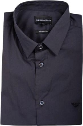 Emporio Armani Nylon-Blend Stretch Shirt - Heren - Zakelijke Overhemden - Zwart - XL - Nylon - Overhemden