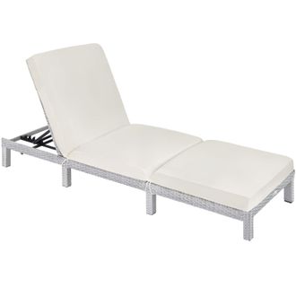 TecTake Sun Lounger Sofia in Grey | Size: 1 Seater