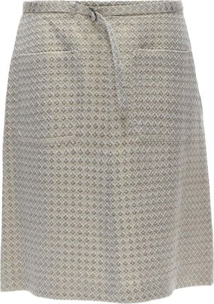 Dries Van Noten gold coated jacquard cotton belted knee lnegth skirt FR36 S