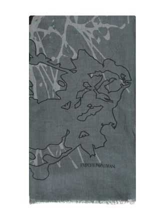 Emporio Armani printed scarf - men - Linen/Flax/Modal/Silk - One Size - Grey