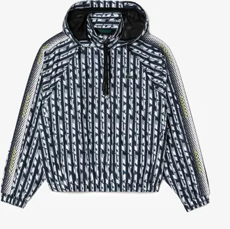 Lacoste Womens Oversized Hooded Track Jacket in Black Nylon - Size 10 UK