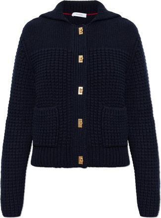 Ferragamo Cardigan met Gancini-knopen - Dames - Vesten - Blauw - S - Wol - Truien & Vesten