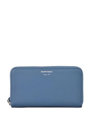 Emporio Armani Textured Leather Zip-Around Wallet With Metallic Branding