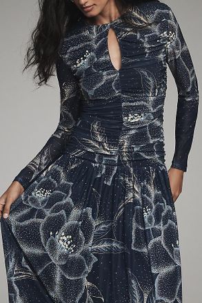 Farm Rio x Anthropologie Long-Sleeve Keyhole Maxi Dress