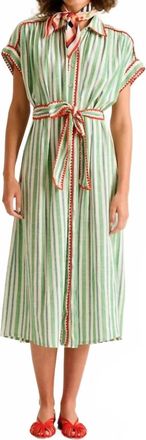 Carolina K Valerie Midi Dress In Green Stripe