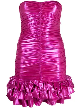 Amen metallic ruched minidress - women - Polyurethane/Elastane/Polyester/Polyester/Elastane - 38 - Pink