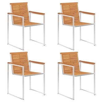 vidaXL Vidaxl - Sillas De Jard&iacute;n 4 Uds Madera Maciza Acacia Y Acero Inoxidable
