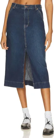 Free People Wild Roses Midi Skirt In Dark Indigo