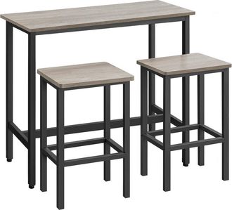 Vasagle Mesa de bar con 2 sillas de color gris m&eacute;lange y negro tinta