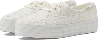 Keds Womens Point Lace Up Sneaker, Cream Lace Celebrations, 5.5 UK