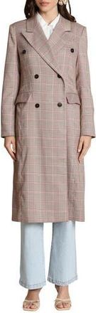 Avec Les Filles Plaid Trench Coat in Brown-Pink Plaid at Nordstrom Rack, Size X-Small