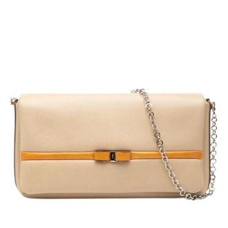 Ferragamo Pre-owned Clutches, female, Brown, Size: ONE SIZE Pre-owned Leather Shoulder Bag