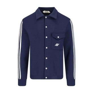 Autry Cardigans, male, Blue, Size: S Side Stripe Cardigan