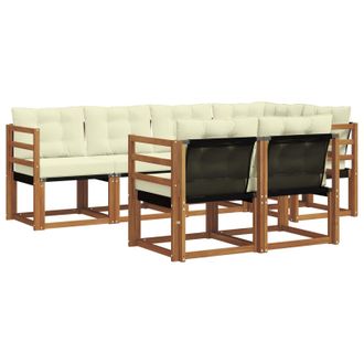 vidaXL Conjunto De Sof&aacute;s De Exterior Con Coj&iacute;n 7 Pcs Natural Y Crema Vidaxl