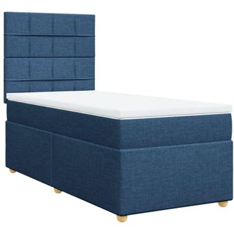 vidaXL Cama Box Spring Con Colch&oacute;n Tela Azul 90x190 Cm Vidaxl