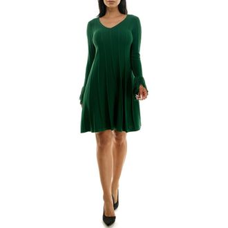 Nina Leonard Fringe Cuff Sweater Dress in Jewel Green at Nordstrom Rack, Size Small