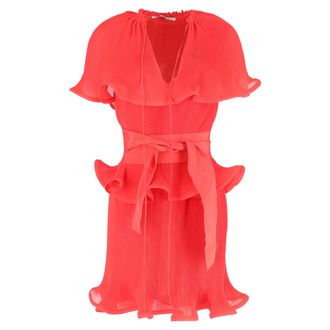 Stella McCartney Stella McCartney mini-jurk met ruches en laagjes in rood satijn